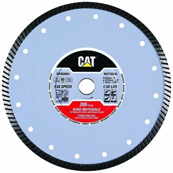 200 Trade Turbo Hard Materials Diamond Blade 9-In - 230mm, Caterpillar, Mfr#: DA30306U